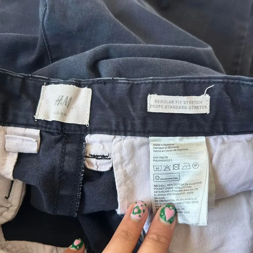 H&M Charcoal Regular Fit Stretch Black pants